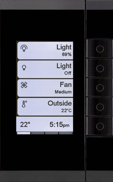 New Clipsal C-Bus eDLT (enhanced Dynamic Labelling Technology) home automation wall switch page.