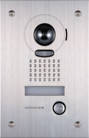 View larger photo of Aiphone JK-DVF stainless steel flush mount video intercom door station (54KB jpg).